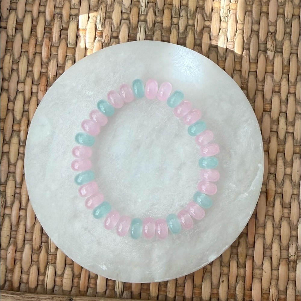 Baby Pink Baby Blue Glass Beaded Bracelet